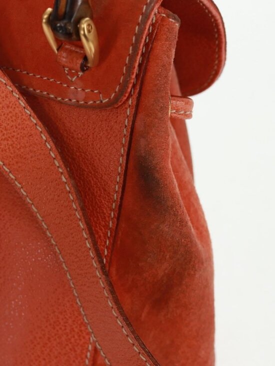 GUCCI Bamboo Backpack Suede Orange Gold 003 58 0030 Auth 159296